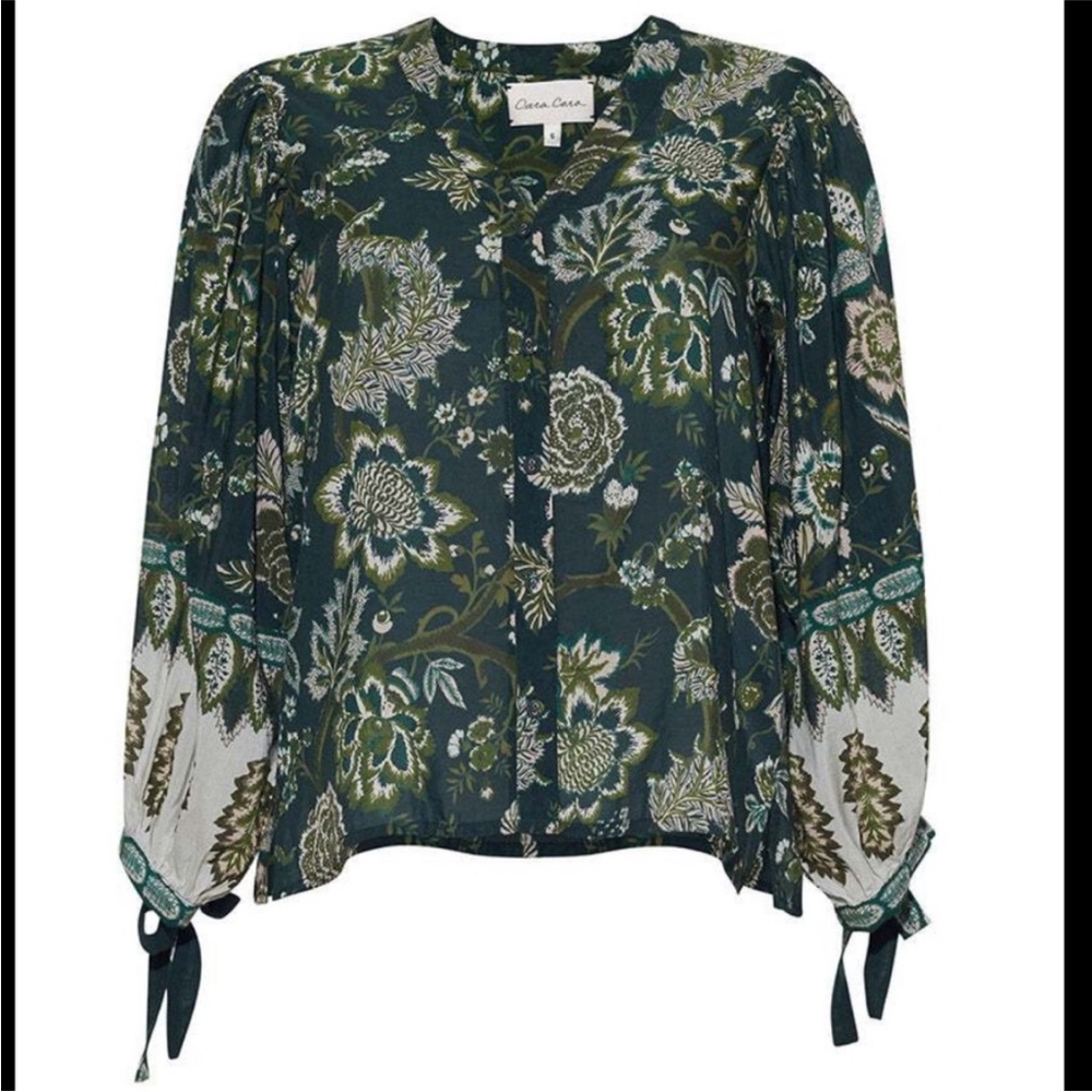 Cara Cara "Win" Cotton Floral Tie-Sleeve Sz S